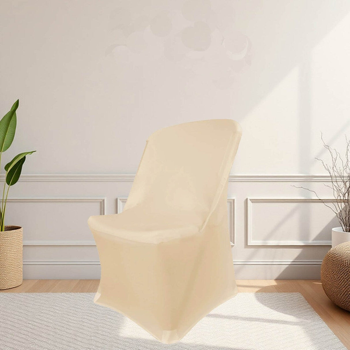 1 Piece Premium Spandex Chair Cover for Lifetime Folding Chair Champagne Old Shade Stretch, Machine Washable
