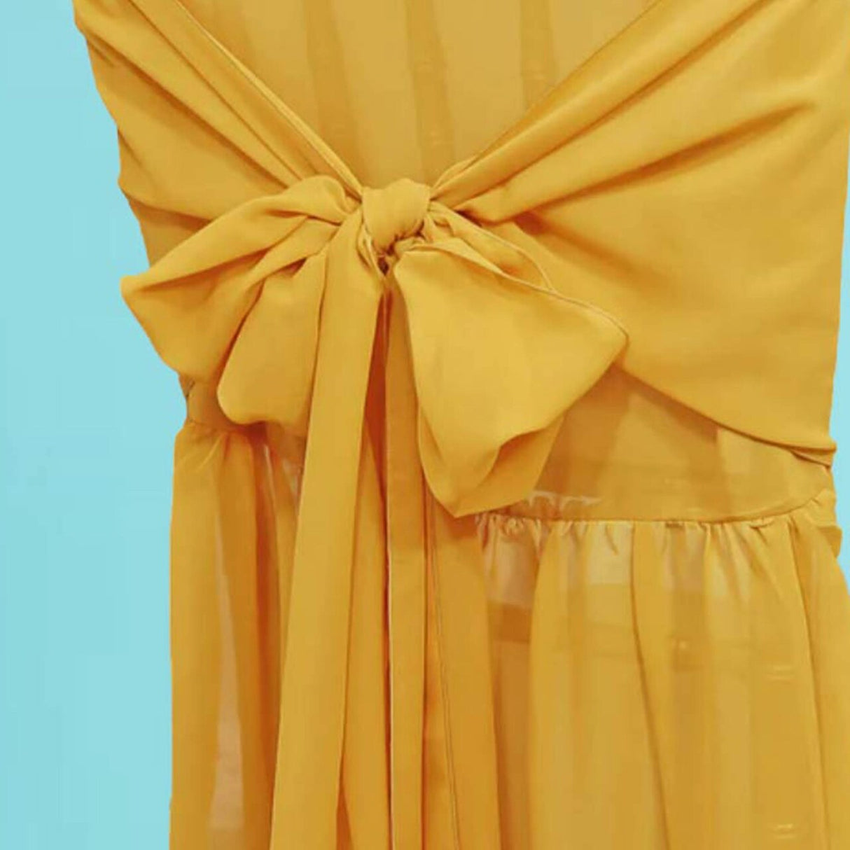 1 Piece Gold Chiffon Chair Back Drape with Sash Elegant Slipcover for Chiavari Chairs