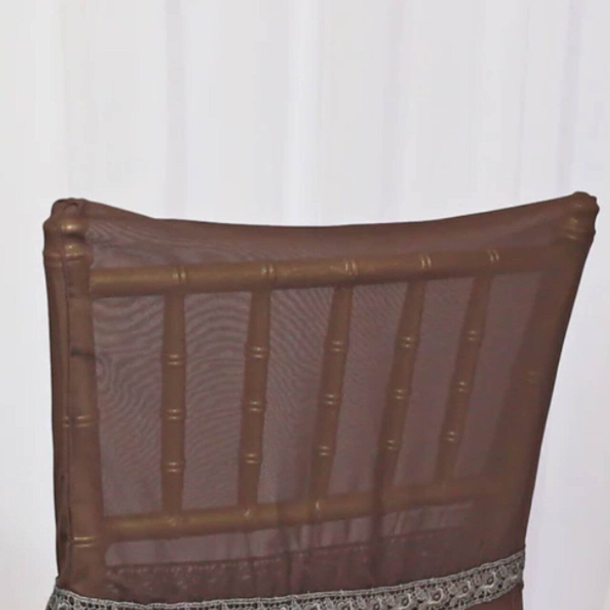 1 Piece Rich Chocolate Chiffon Chair Cover with Sash Elegant Wedding Backdrop