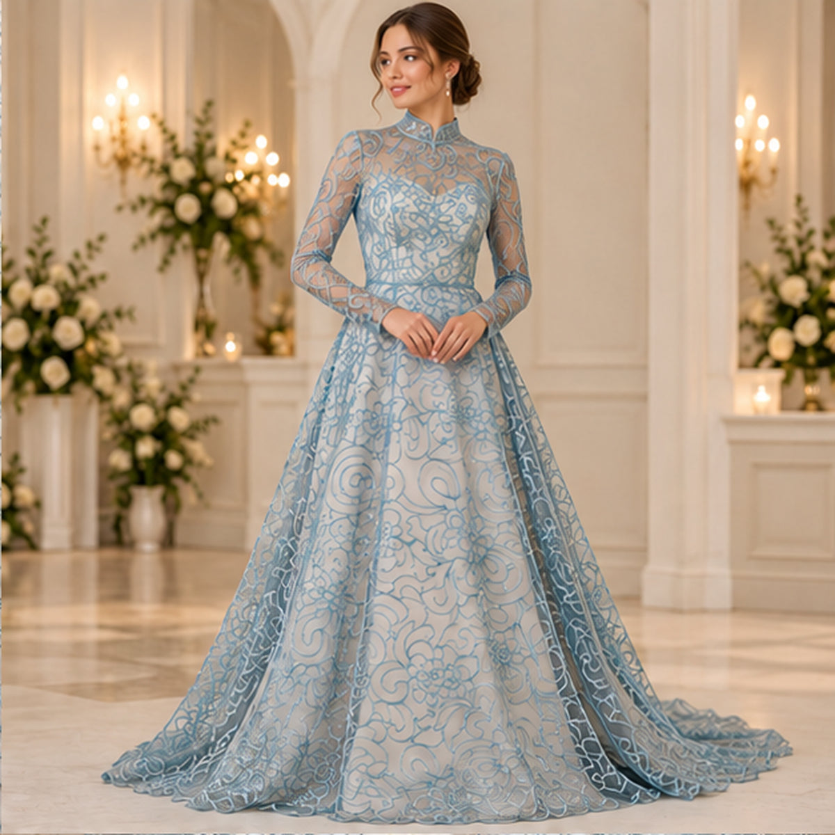 Corded Bridal Lace Fabric Embroidered Net Mesh Bridal Dress Wear