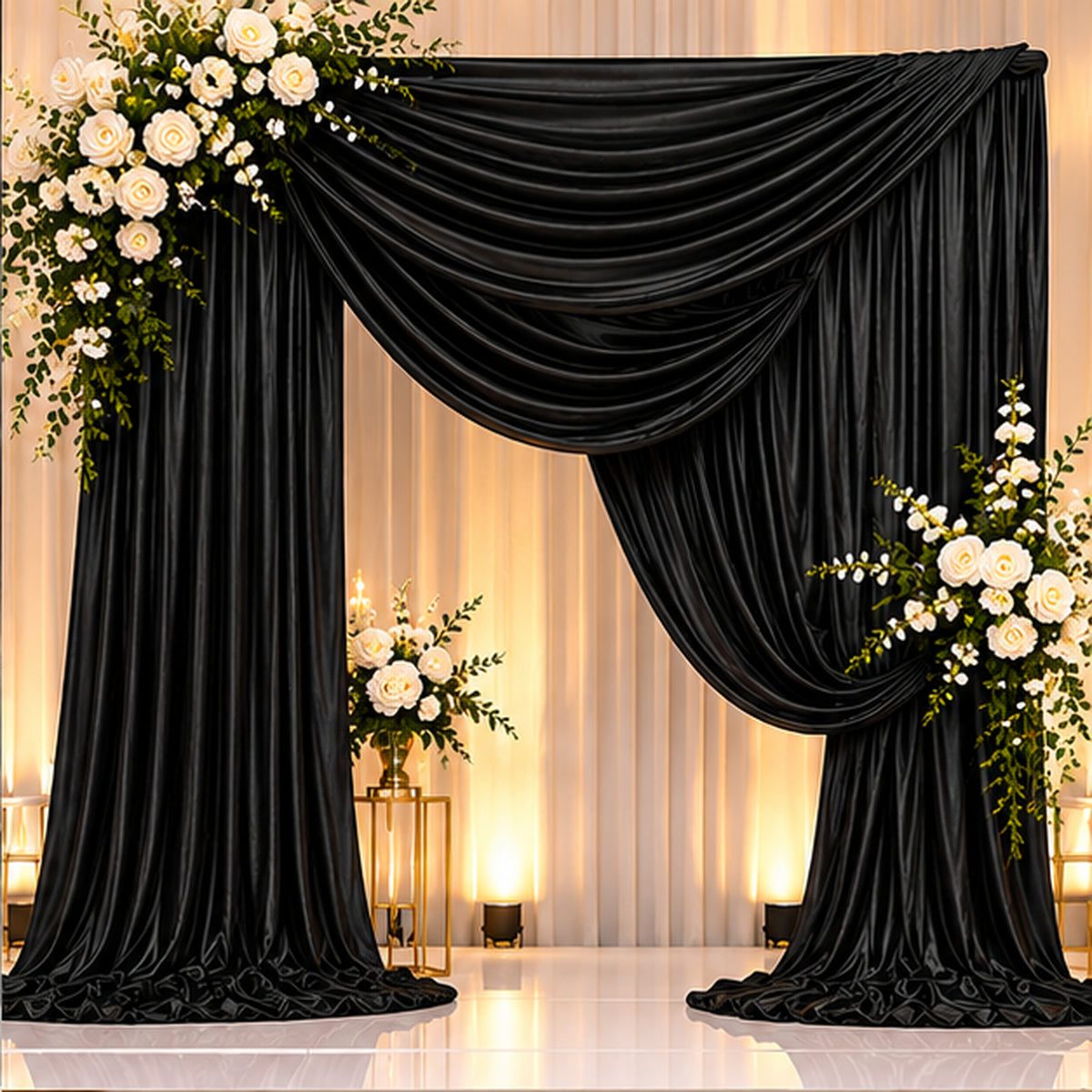 Black Low Stretch Polyester Fabric Extra Wide 108/120 Inch Yard