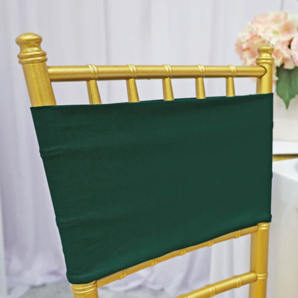 10 Pieces Hunter & Holly Green Spandex Chair Bands 7 x 13 Inches