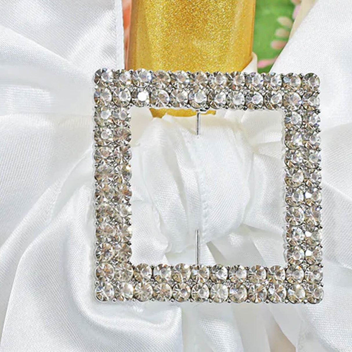 1 Piece Square Rhinestone Chair Sash Buckle for Wedding Decor 2 Inch Width