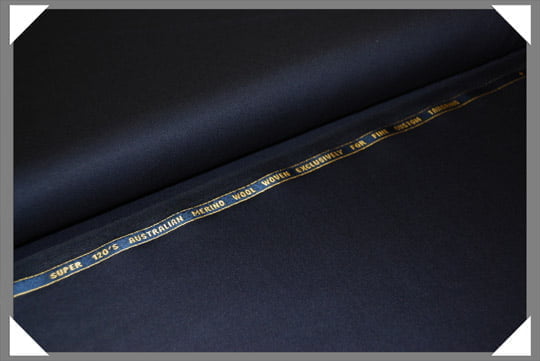 1 Yard Midnight Navy Super 120s Merino Wool Fabric, Premium Tailoring Material 58/60 Inches Wide