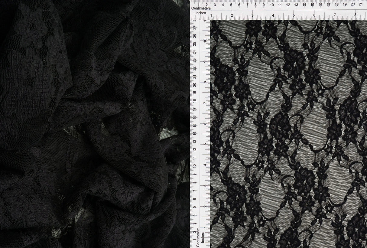 1 Yard Floral Lace Fabric, 58/60'' Wide Nylon Spandex Blend