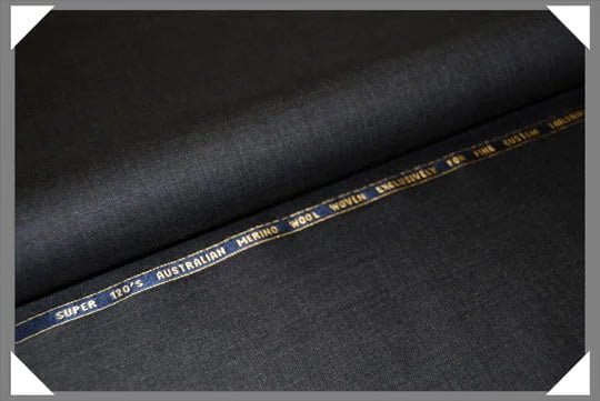 1 Yard Charcoal Sharkskin Super 120s Merino Wool Fabric, Tailoring Cloth 58/60 Inches Wide