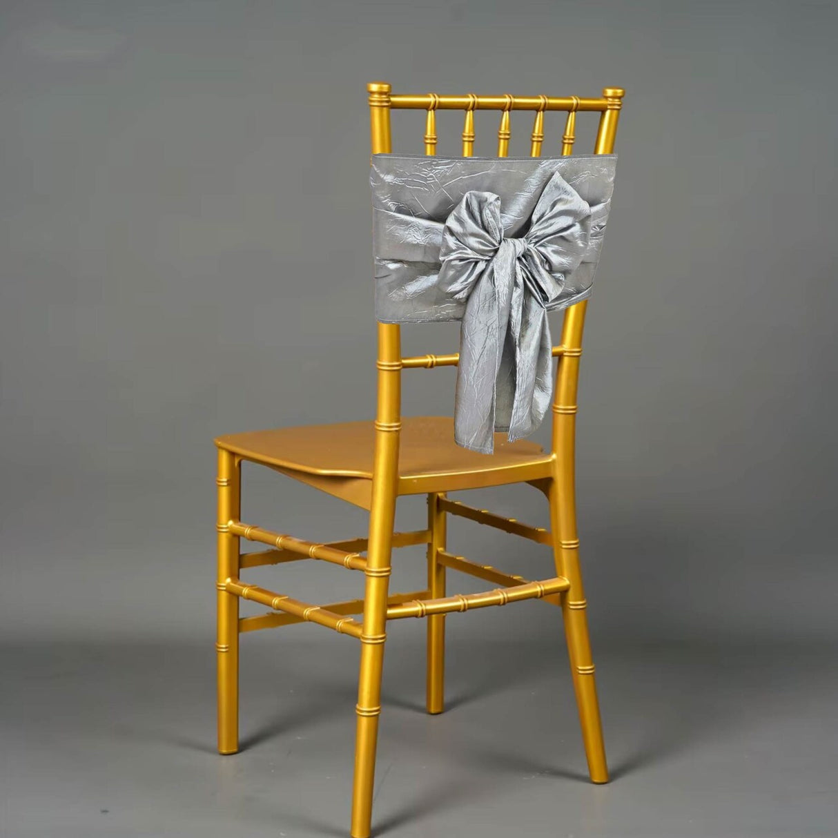 10 Pieces Sophisticated 9.5 by 108 inch Crushed Taffeta Chair Sashes Silver