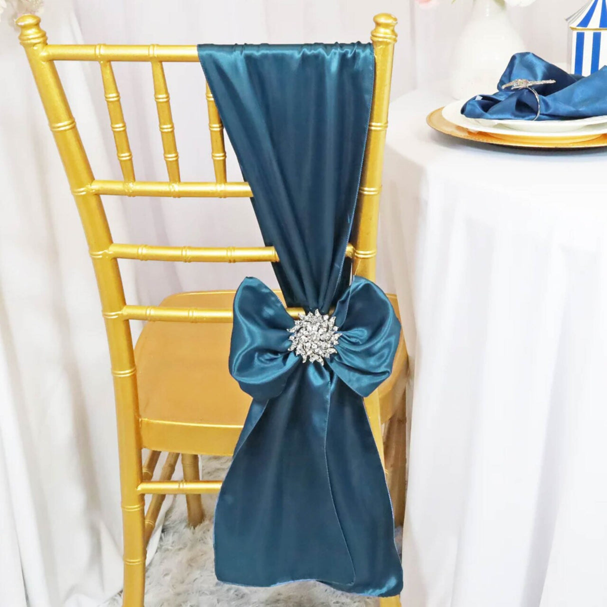 10 Pieces Serene Satin Chair Bands, 8"x108" Smooth Event Sashes