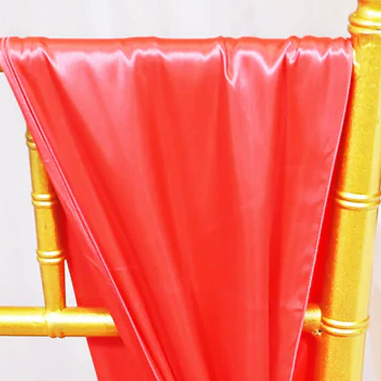 10 Pieces Coral Satin Chair Sashes 8"x108" Decorative Chair Bows