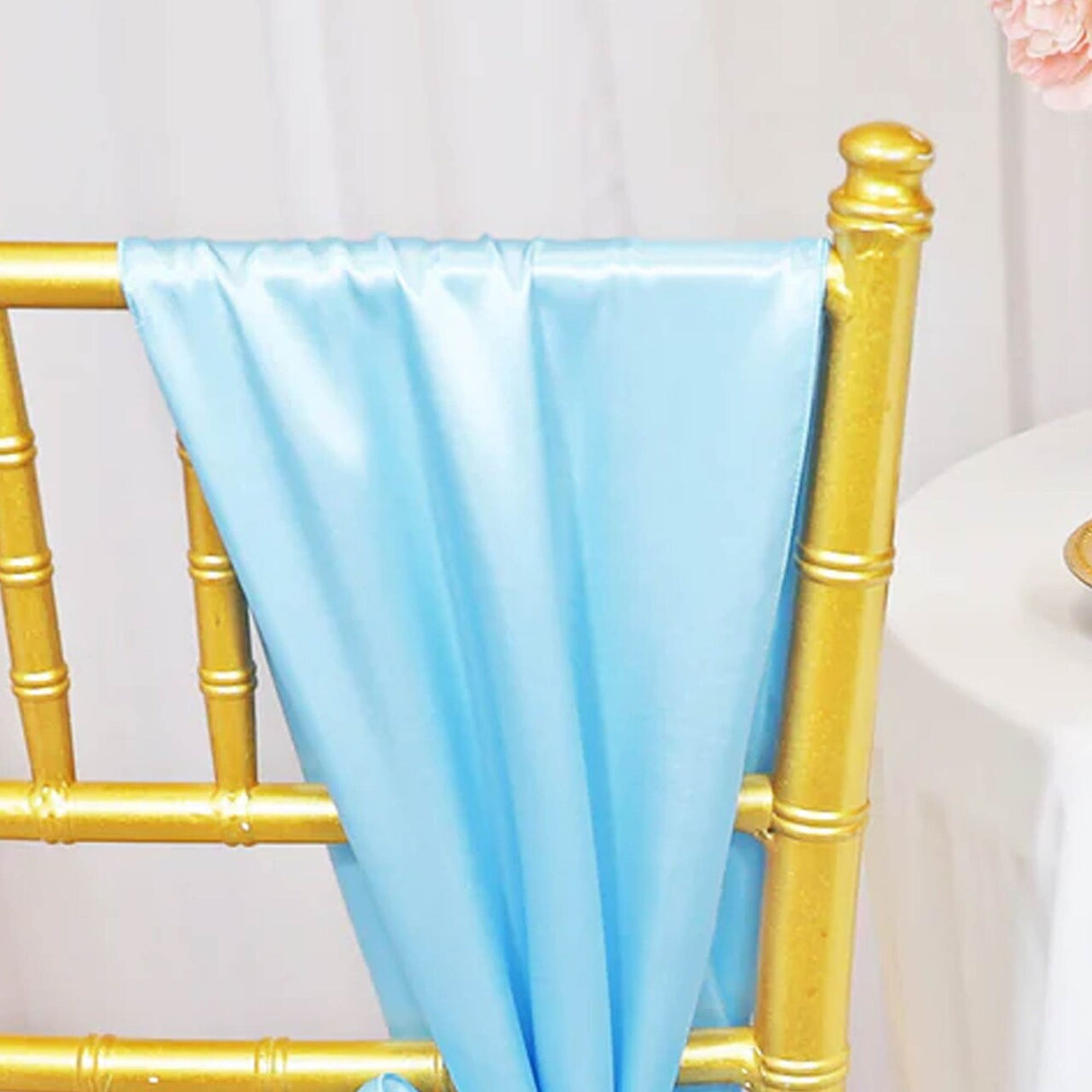 10 Pieces Baby Blue Satin Chair Sashes Soft 8"x108" Event Decor