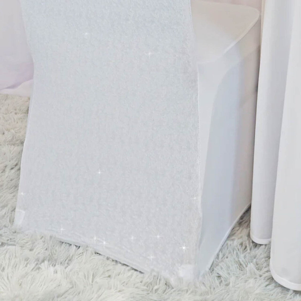 1 Piece Sequin Spandex Banquet Chair Cover White Stretch Sparkle Wedding Event Decor