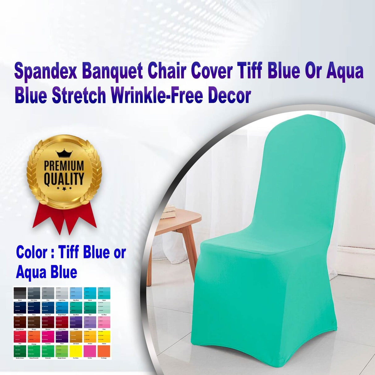 1 Piece Spandex Banquet Chair Cover Tiff Blue Or Aqua Blue Stretch Wrinkle Free Decor
