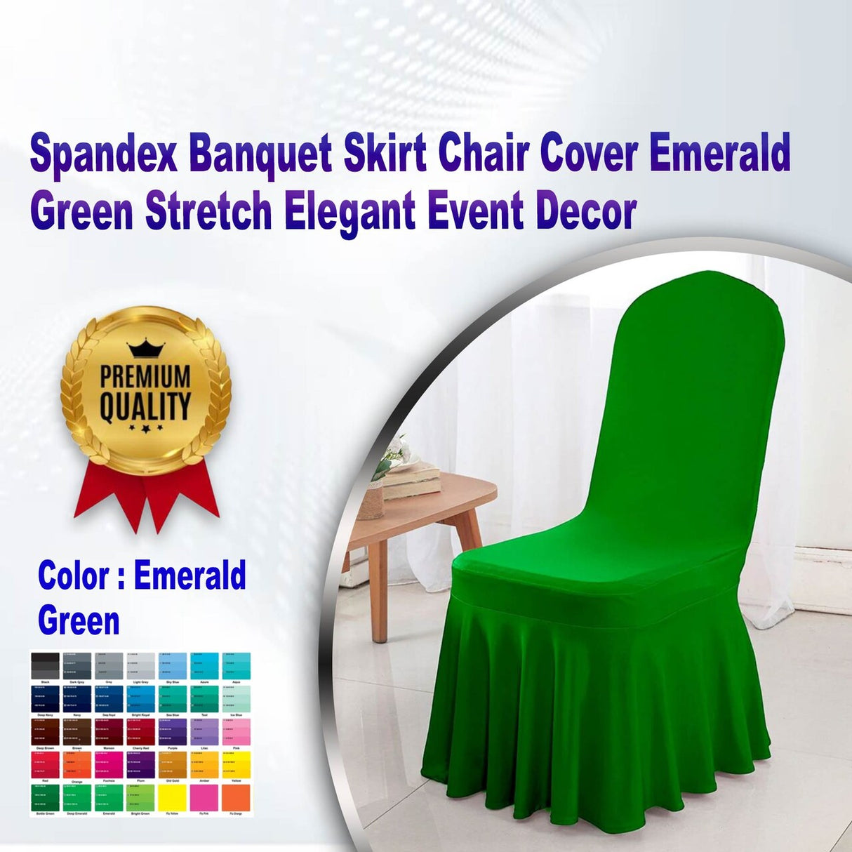 Spandex Banquet Skirt Chair Cover Emerald Green Stretch Elegant Event Decor