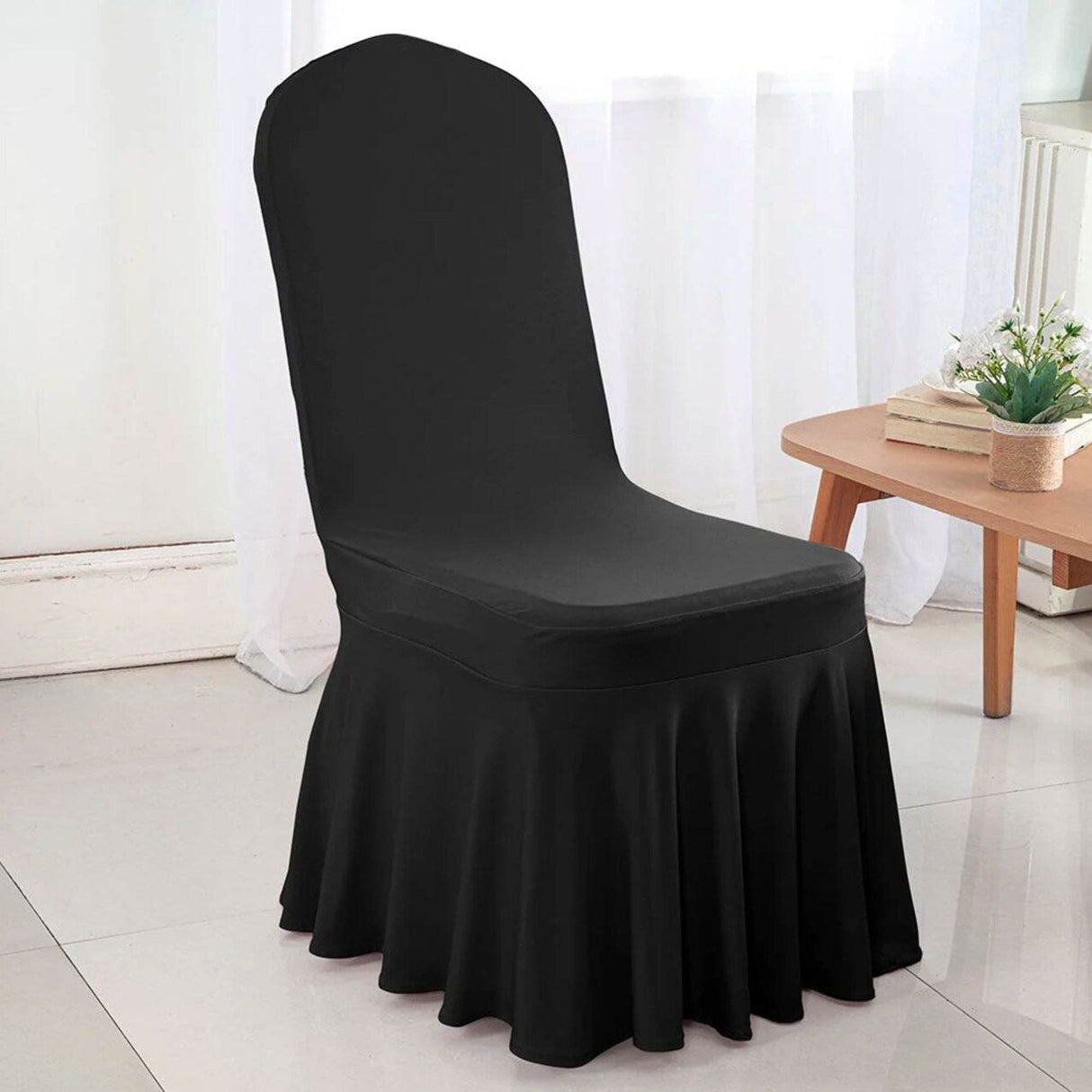 Black Spandex Skirt Banquet Chair Cover for Elegant Weddings and Formal Events