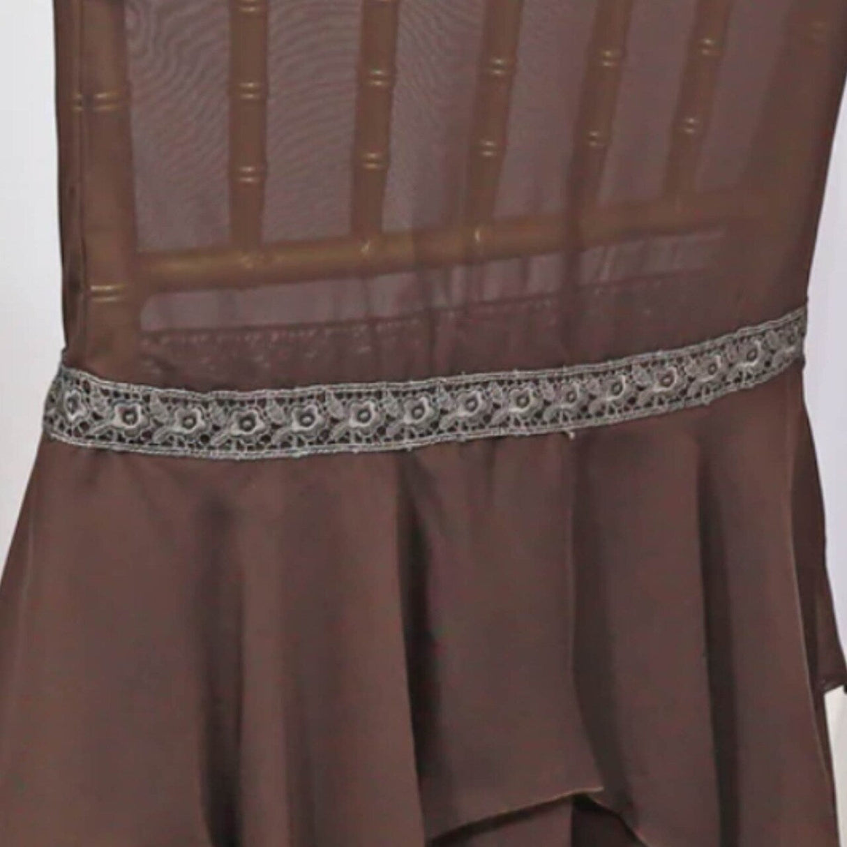 1 Piece Rich Chocolate Chiffon Chair Cover with Sash Elegant Wedding Backdrop