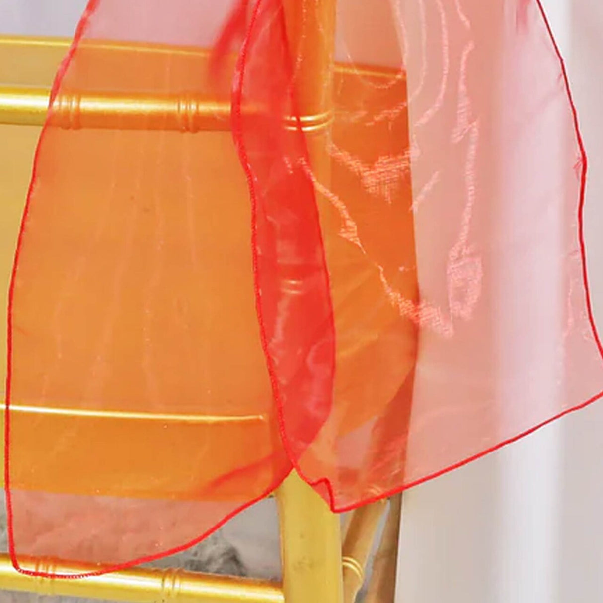 10 Pieces Red Organza Chair Sashes 8"x108" Sheer Decorative Bows for Weddings & Special Events