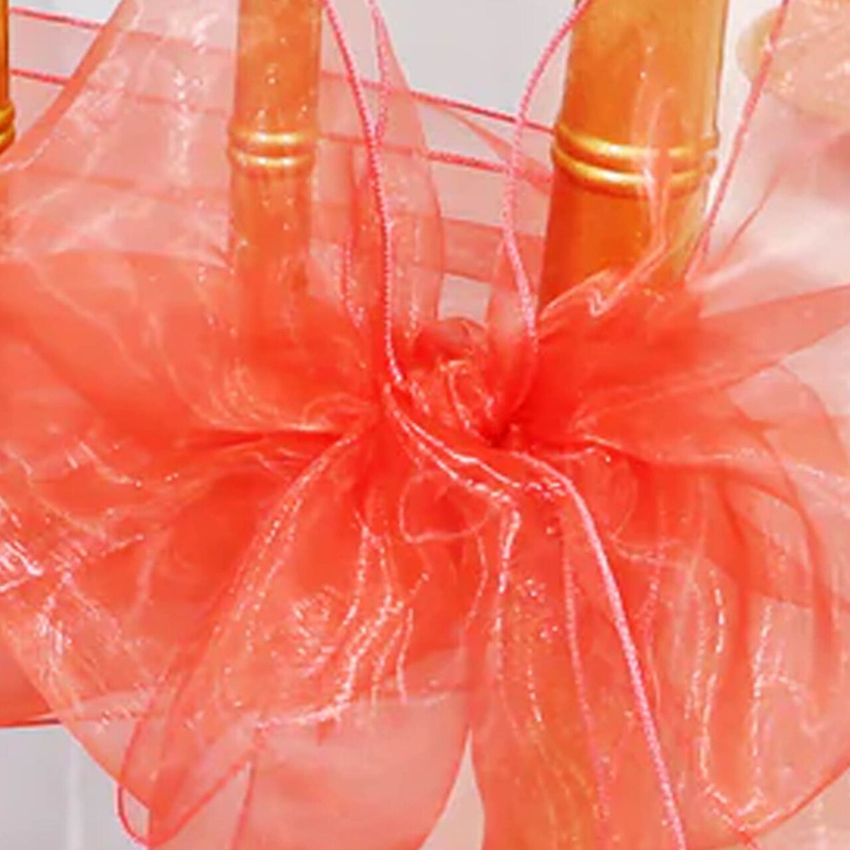10 Pieces Coral Organza Chair Sashes 8"x108" Sheer Elegant Chair Decor for Weddings & Events