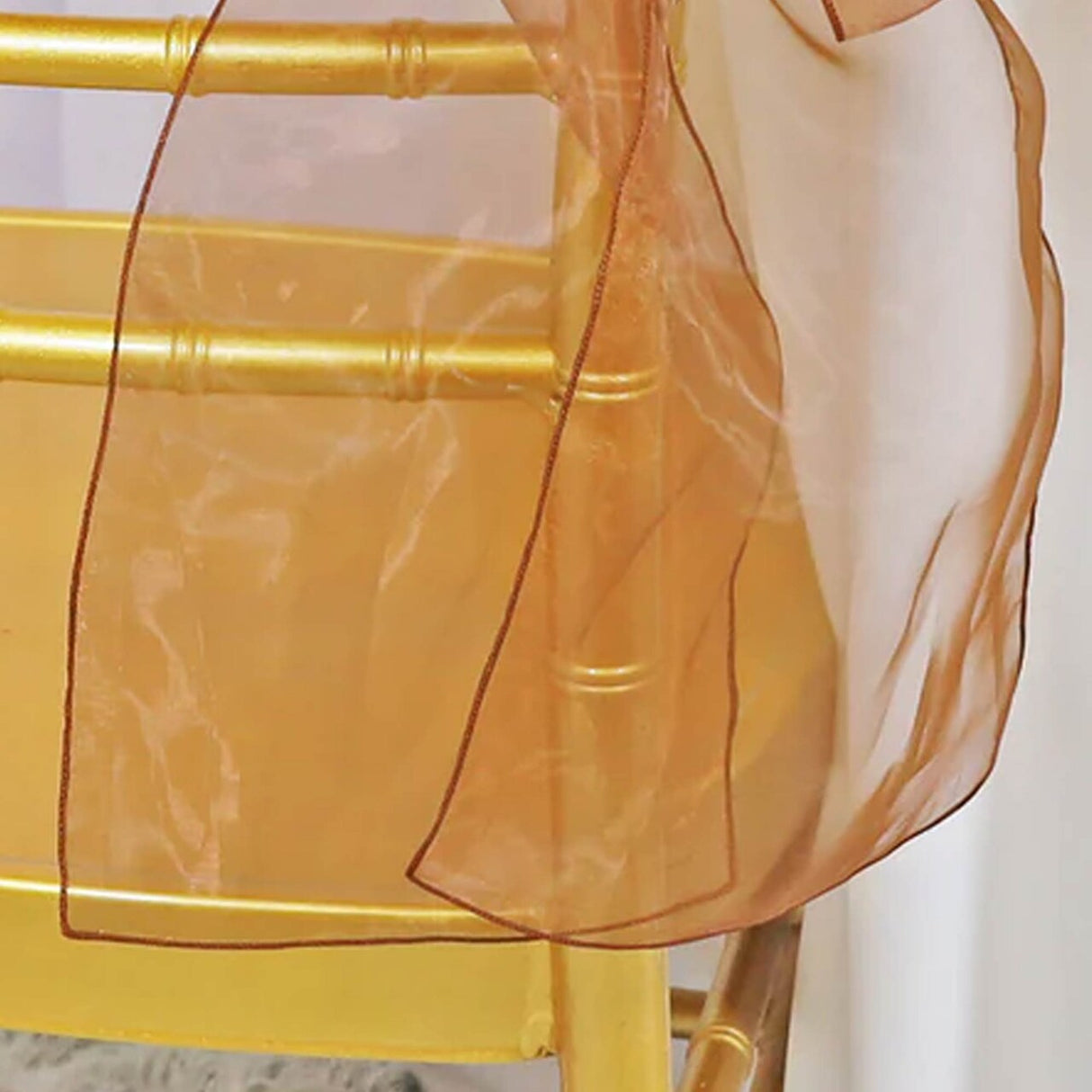 10 Pieces Copper Organza Chair Sashes 8"x108" Sheer Chair Decor for Weddings, Events & Receptions