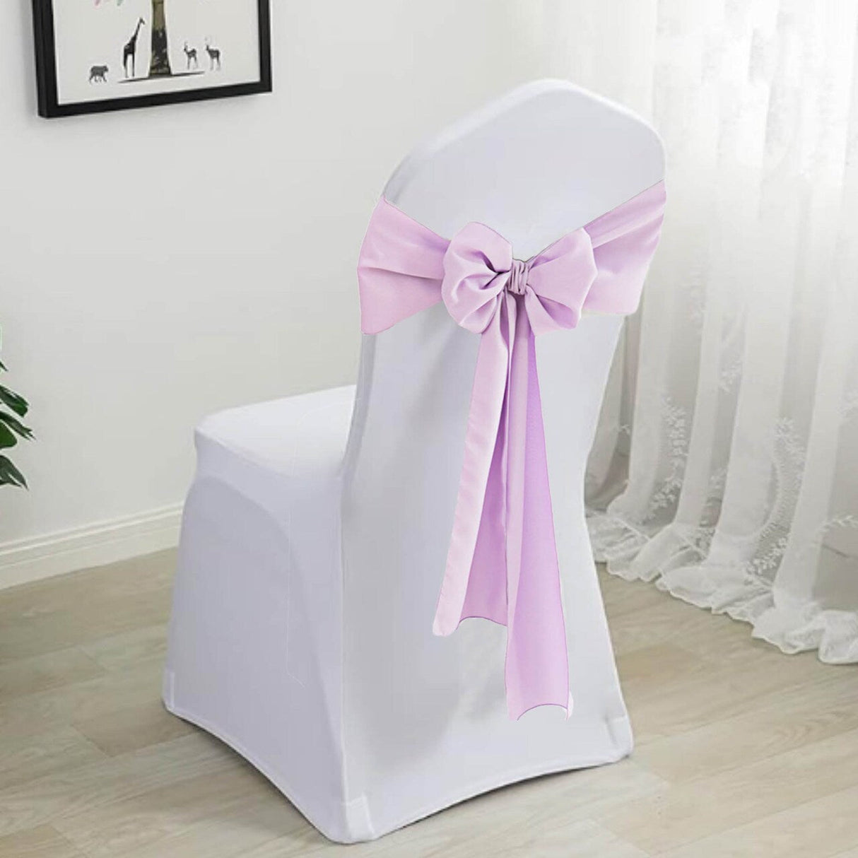 10 Pieces Lavender Polyester Chair Sashes 8"x108", Wrinkle Resistant Elegance