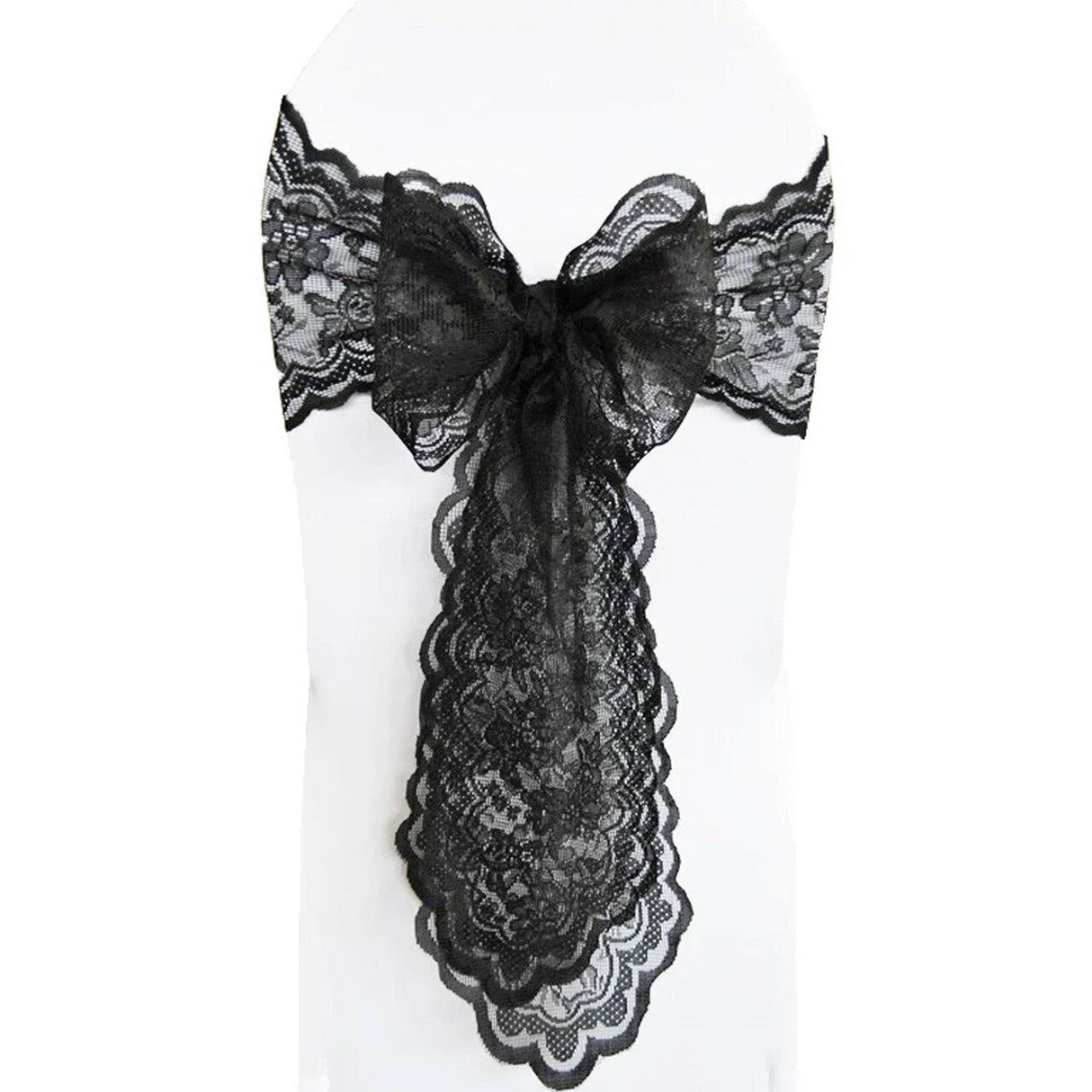 10 Pieces Black Caspari Lace Chair Sashes Premium Event Decoration 9" x 108"