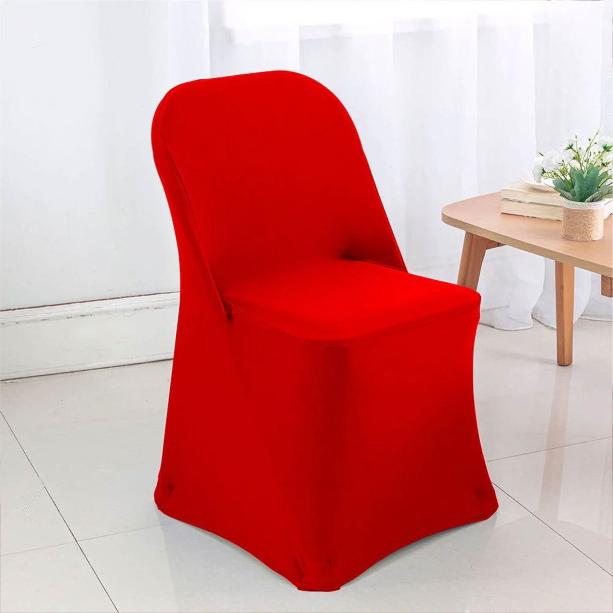 1 Piece Red Stretch Spandex Chair Cover for Folding Event Seating