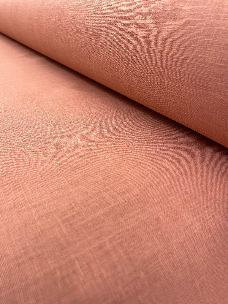 1 Yard Clay Pure Linen Fabric, Softened Finish 5.5 oz Midweight 57 Inches Wide