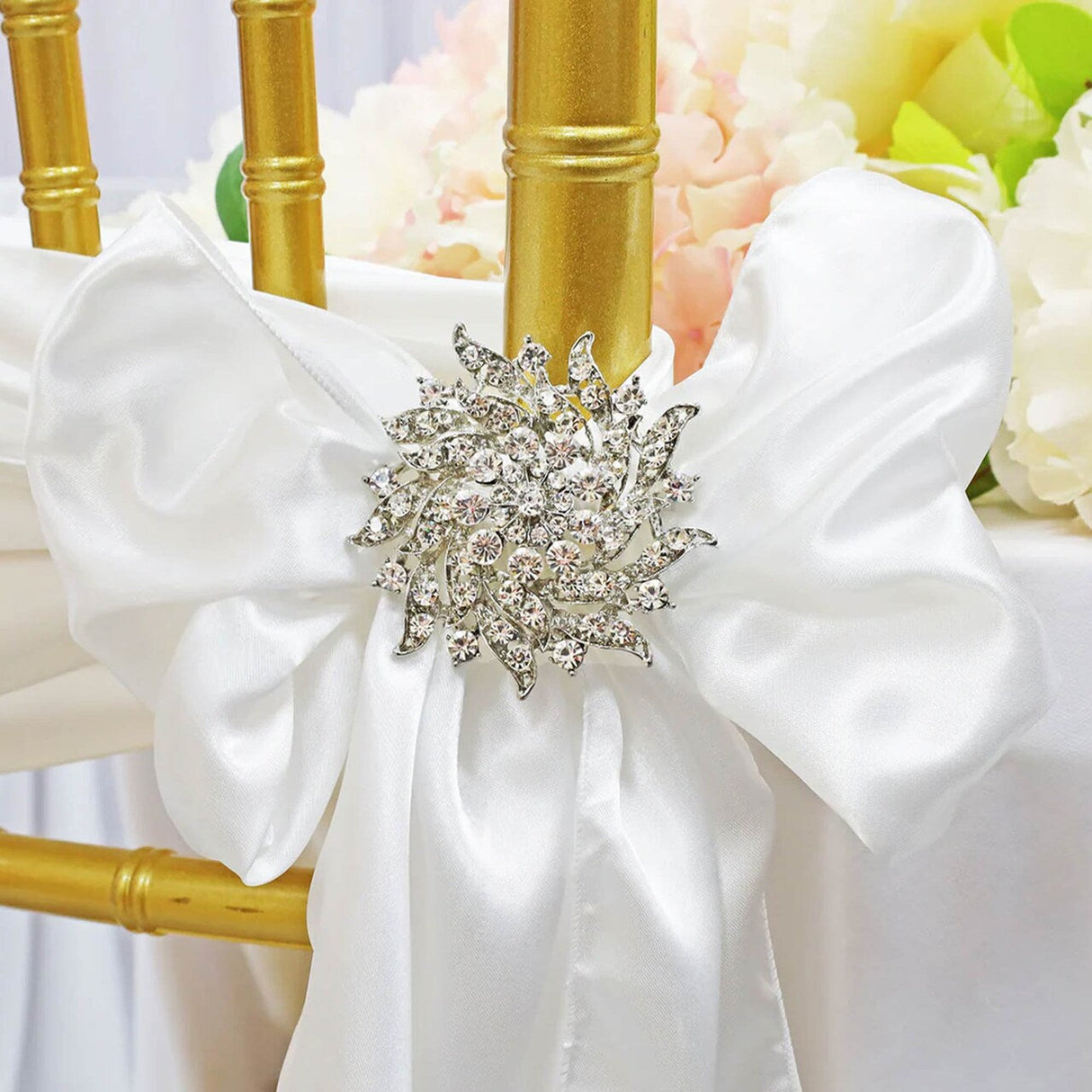 1 Piece Vintage Rhinestone Chair Band Buckle Elegant Metal Accent 2 Inch Width