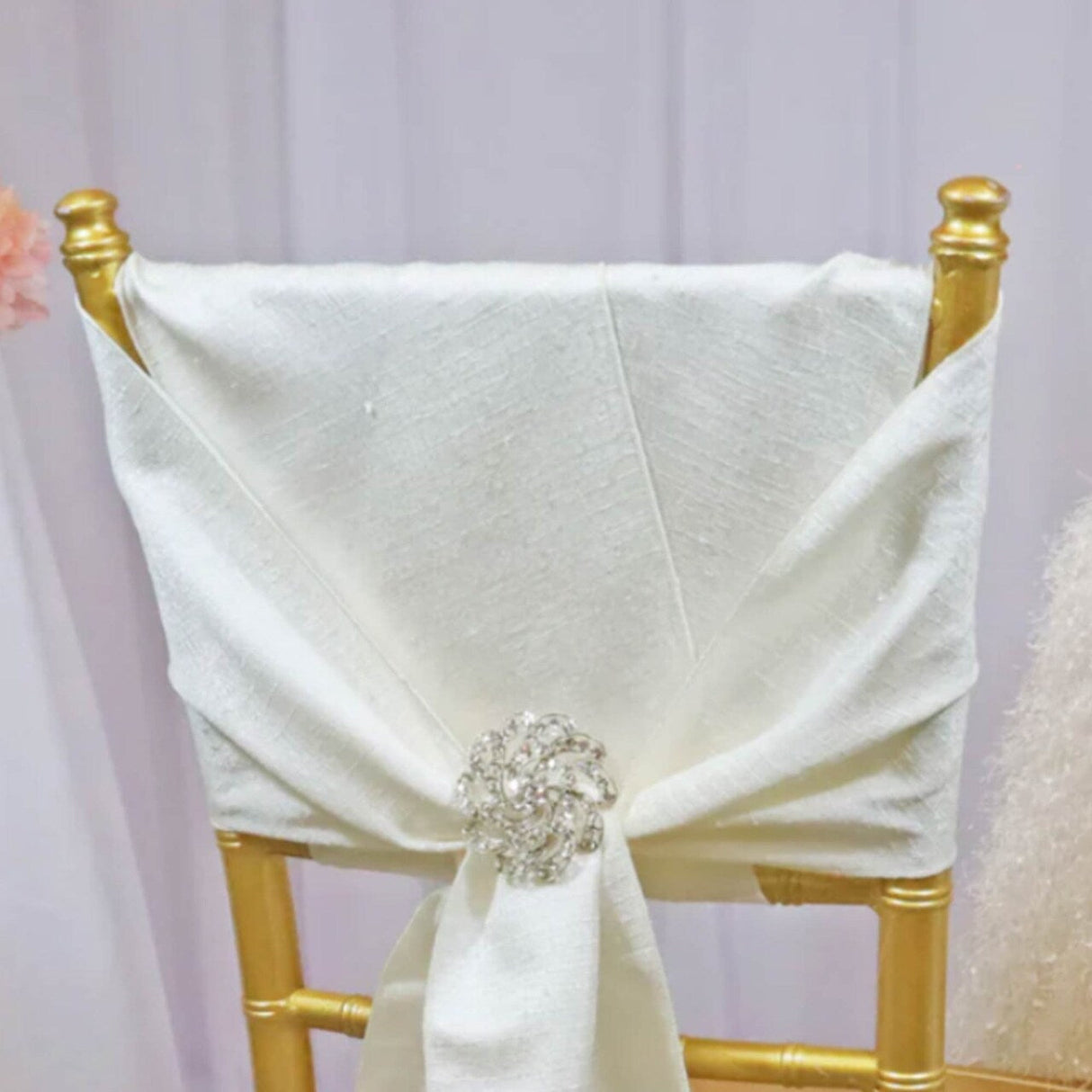 10 Pieces Ivory Sequin Paillette Poly Flax Burlap Chair Sashes 8"x108" Rustic Glamour Event Decor