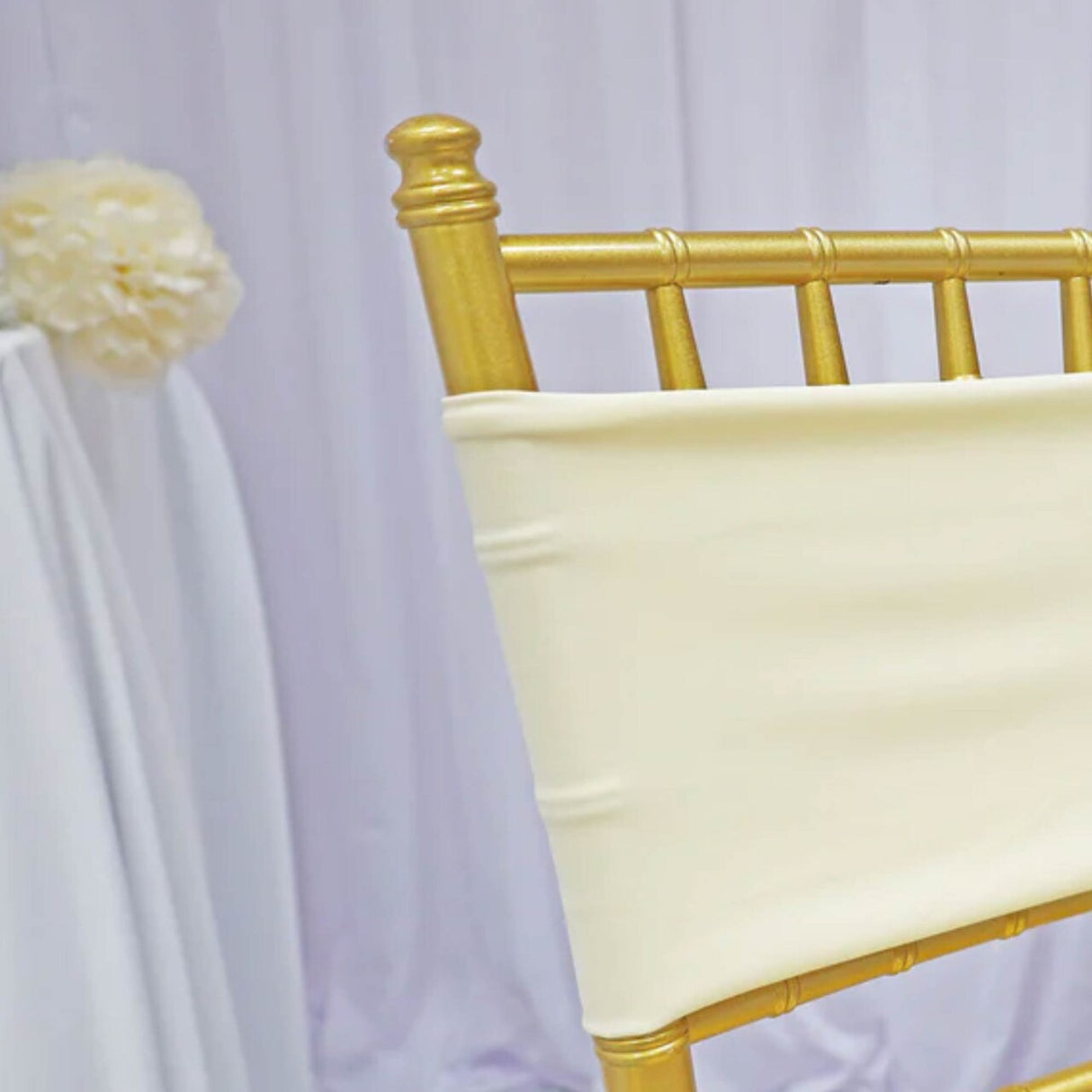 10 Pieces Soft Ivory Stretch Spandex Chair Bands 7 x 13 Inches
