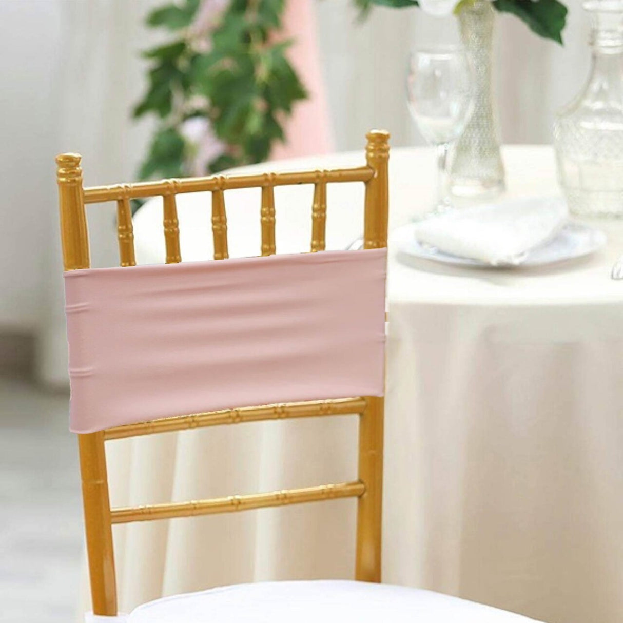 10 Pieces Soft Blush Pink Or Rose Gold Stretch Spandex Chair Bands 7 x 13 Inches