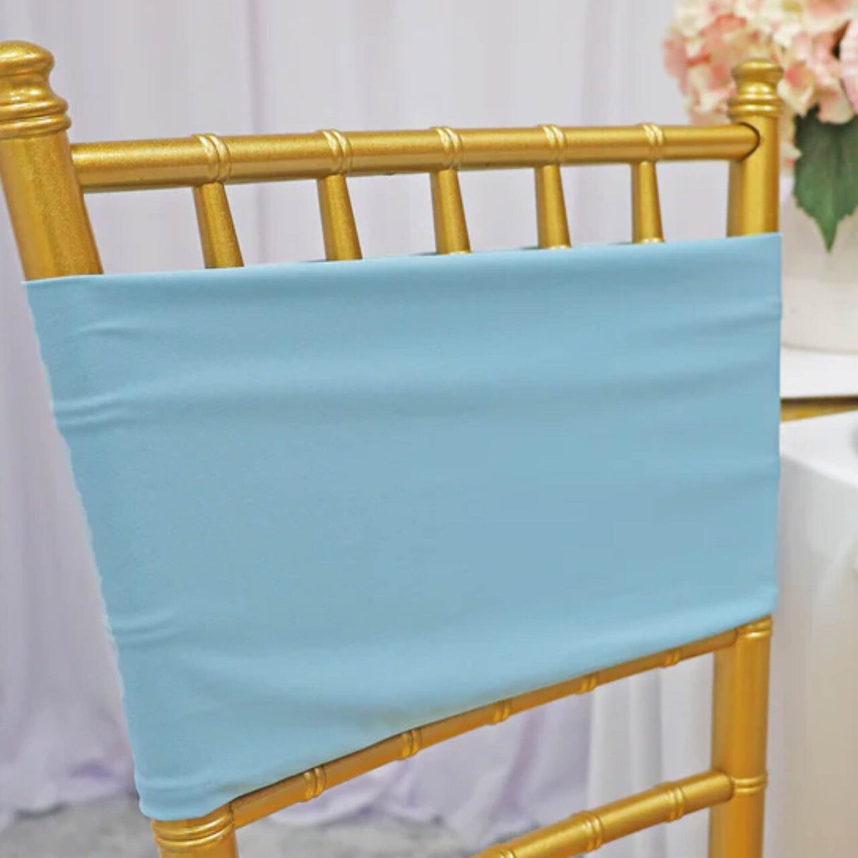 10 Pieces Soft Baby Blue Stretch Spandex Chair Bands 7 x 13 Inches