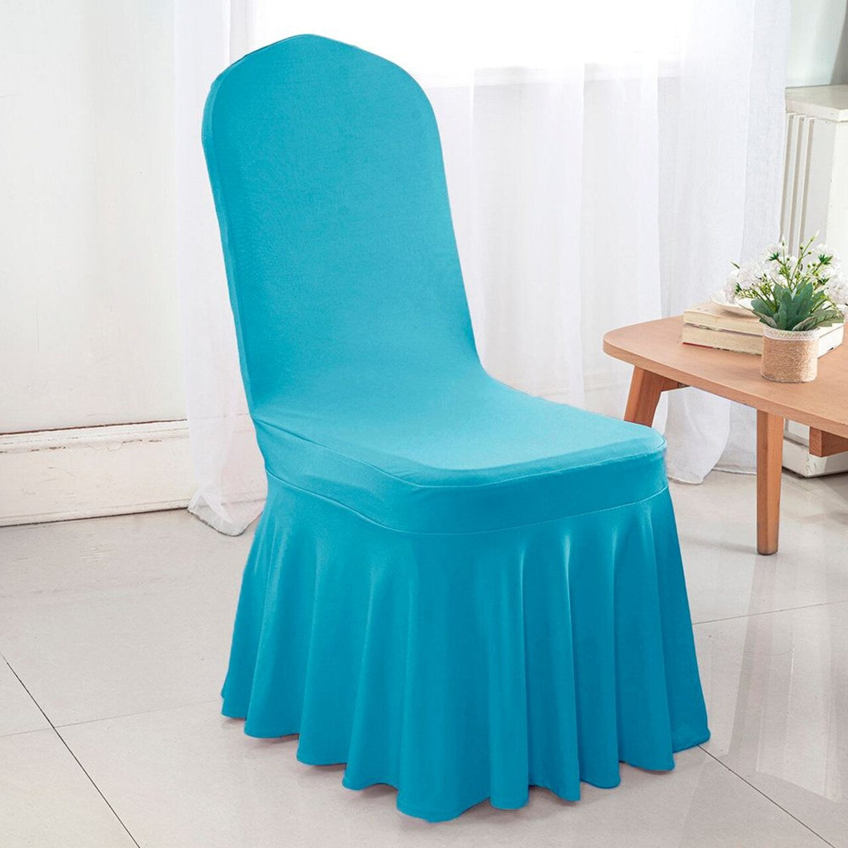 Spandex Banquet Skirt Chair Cover Turquoise Elegant Stretch Skirt Fit Durable Event Decor