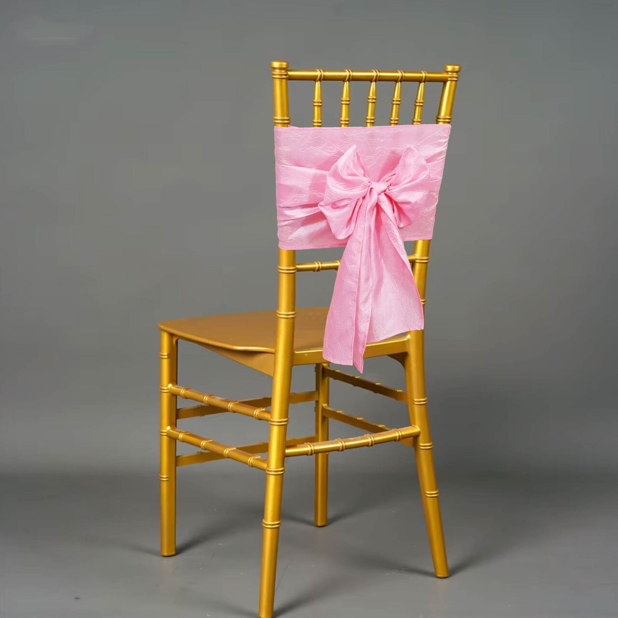 10 Pieces Crushed Taffeta Chair Sashes 9.5 x 108 inches Pink Rosy Charm