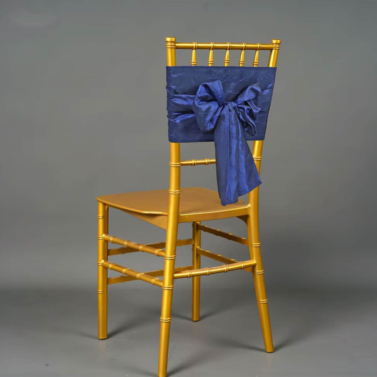 10 Pieces Navy or Blue Crushed Taffeta Chair Sashes 9.5x108" Royal Elegance