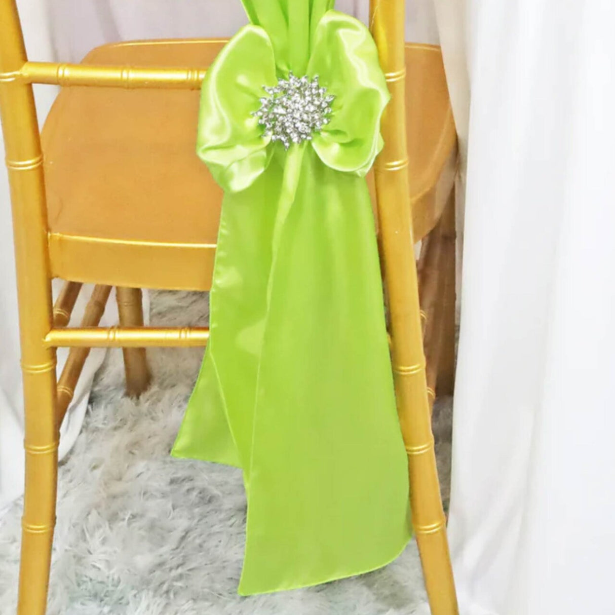 10 Pieces Satin Chair Sashes 8 by 108 inches Key Lime