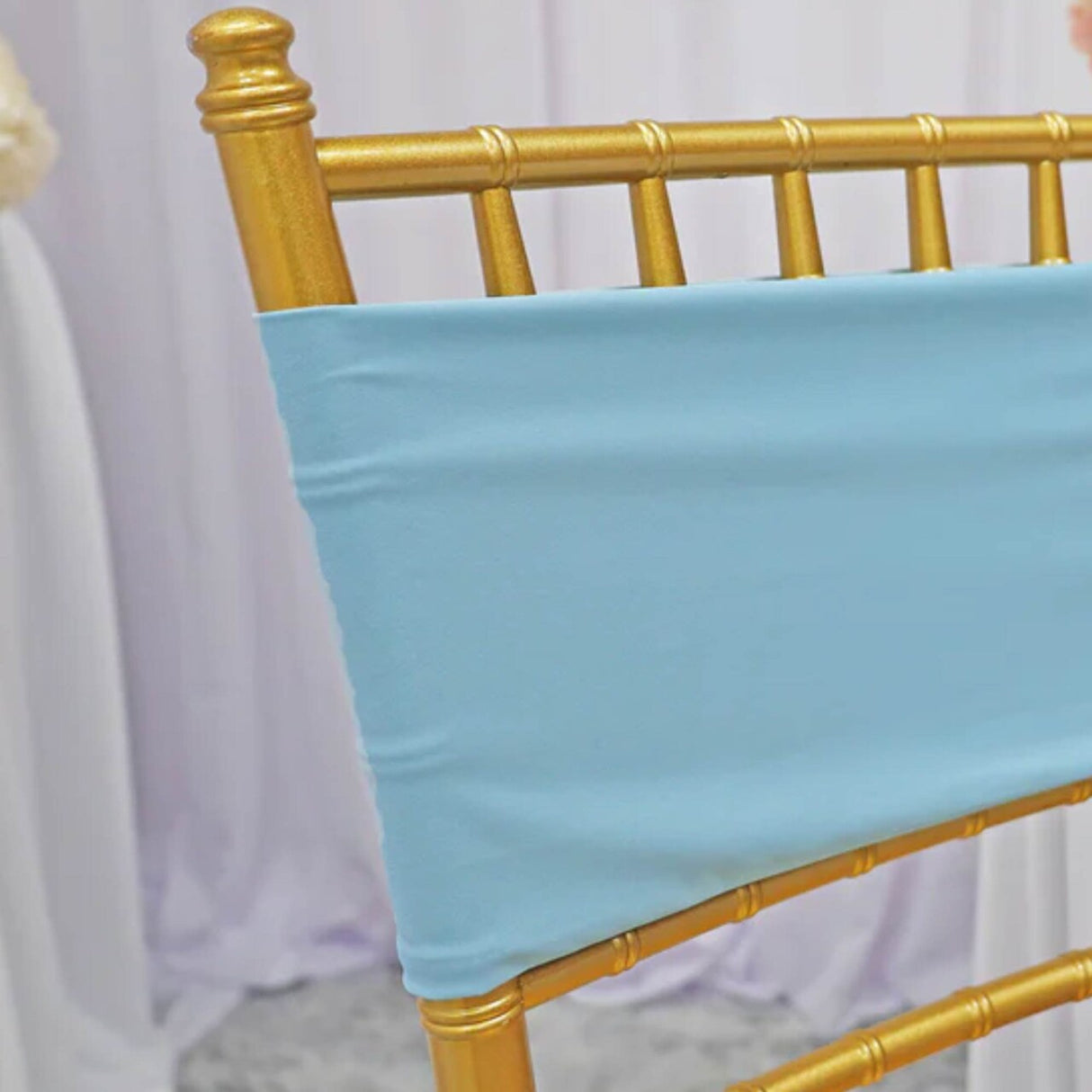 10 Pieces Soft Baby Blue Stretch Spandex Chair Bands 7 x 13 Inches