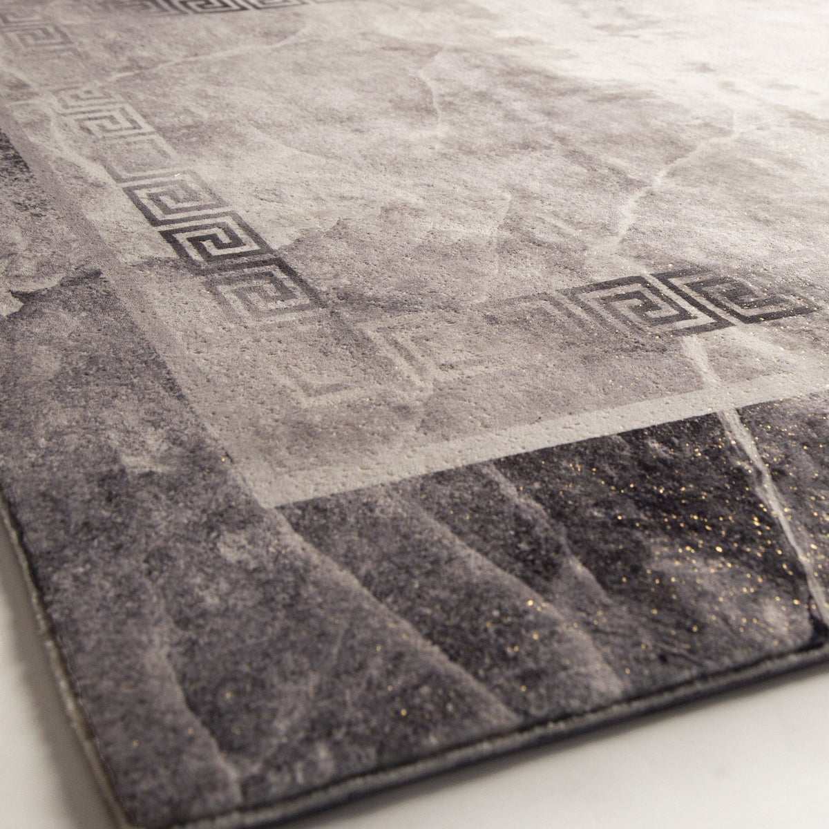 Black Gray and White Soft Plush Fluffy Lattice Design Area Rug / Carpet