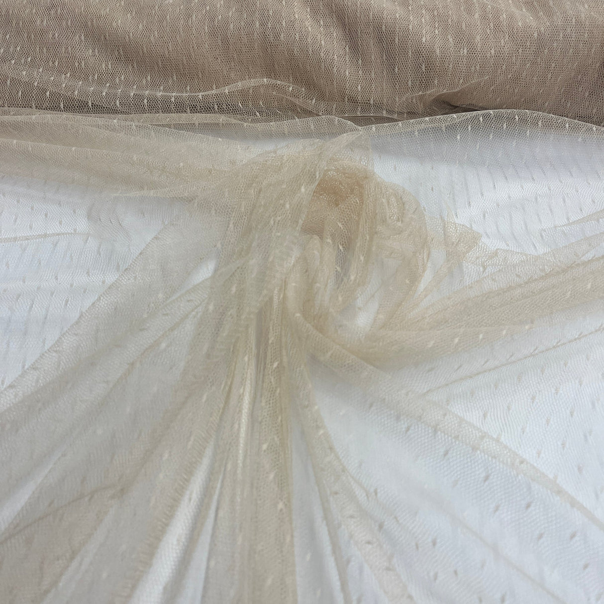 1 Yard 2 Way Stretch Dots Point Net Mesh Fabric | 60" Wide | Sheer Polka Dot Mesh for Gowns, Veils & Costumes