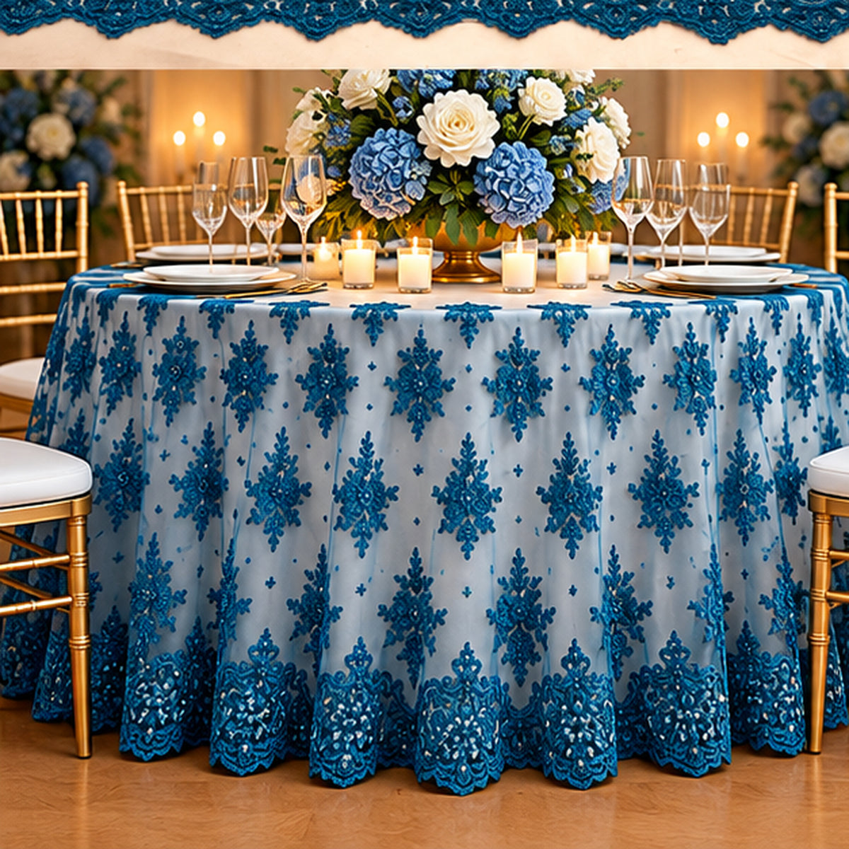 Corded Bridal Lace Fabric Embroidered Polyester Net Mesh Yard