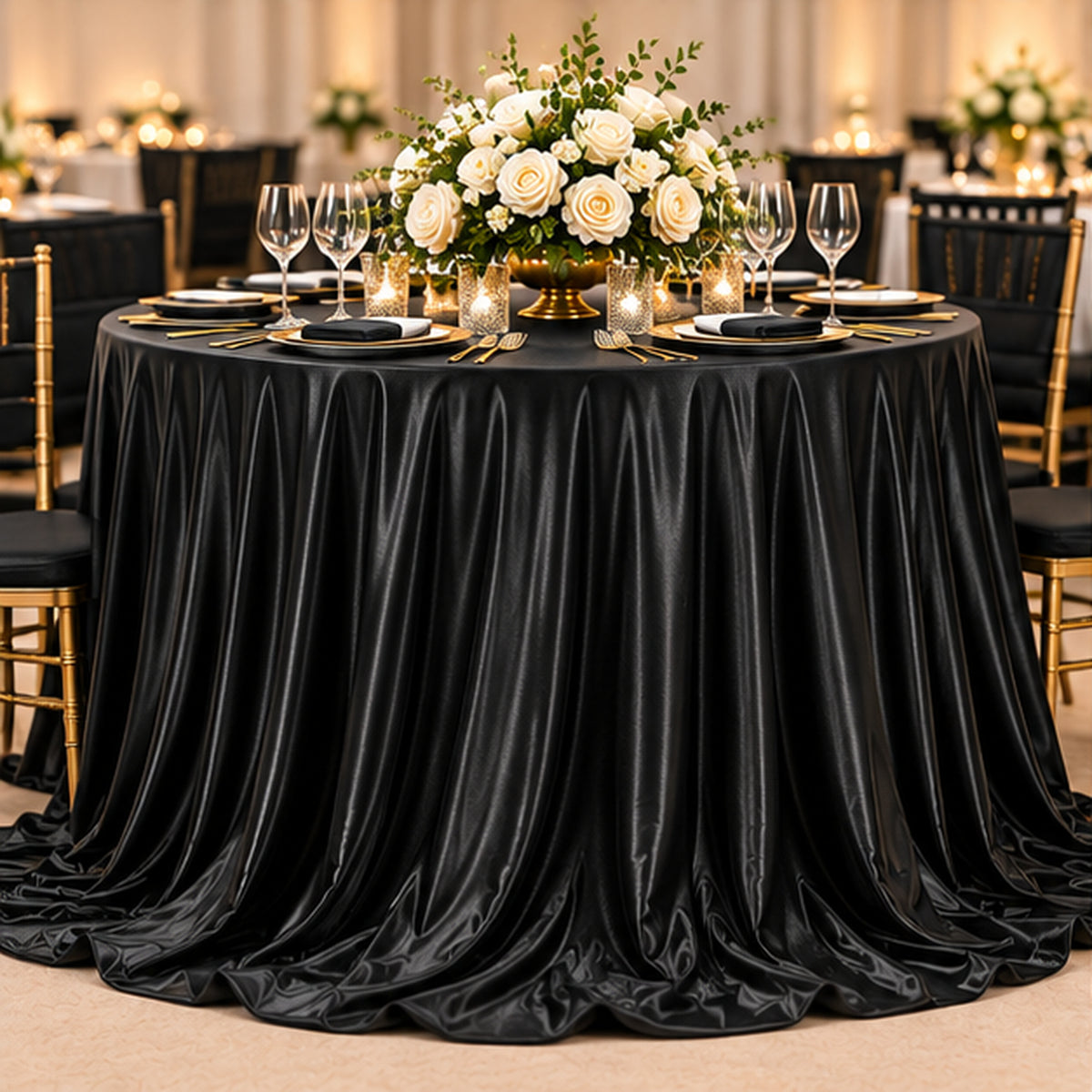 Black Low Stretch Polyester Fabric Extra Wide 108/120 Inch Yard