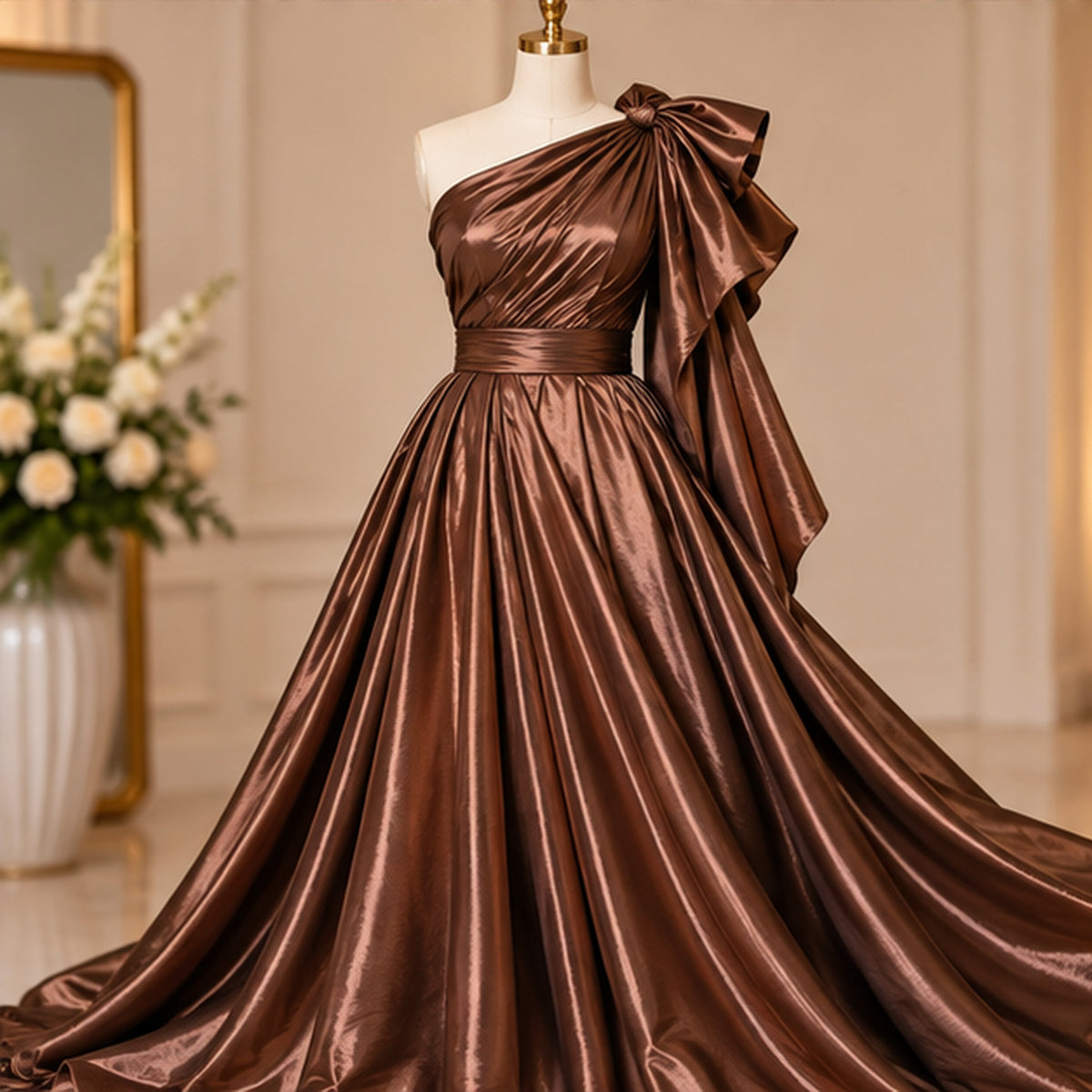 Brown Low Stretch Polyester Fabric Extra Wide 108/120 Inch Yard