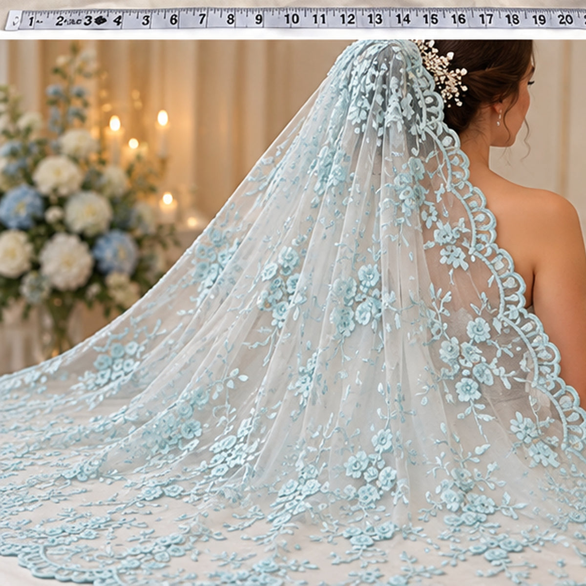 Beaded Lace Fabric Embroidered Polyester Net Mesh 52 inches wide