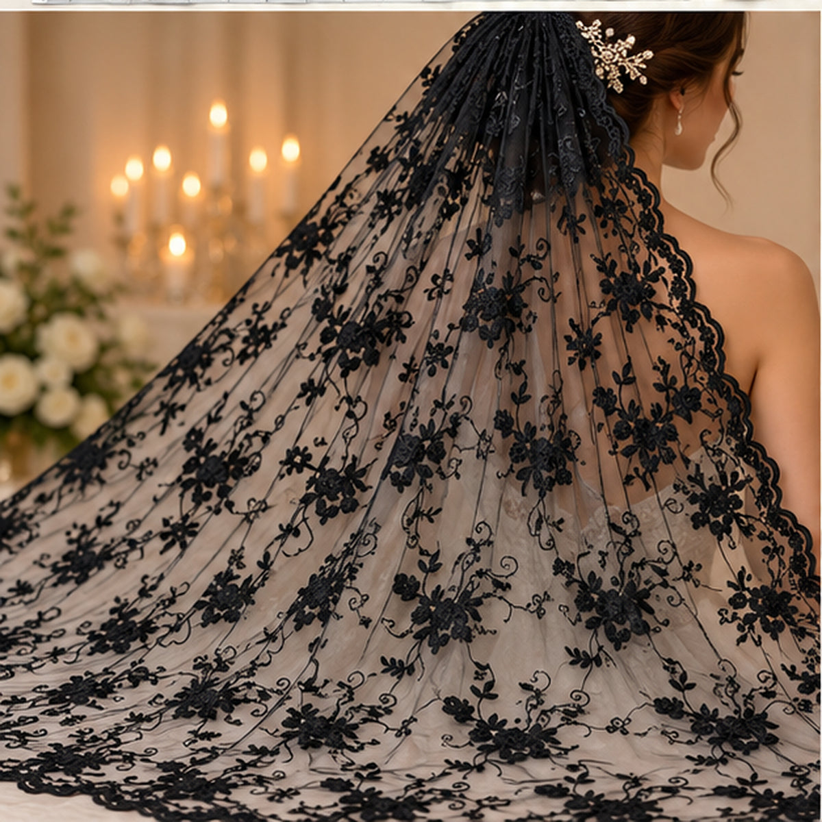 Beaded Lace Fabric Embroidered Polyester Net Mesh Handmade Yard