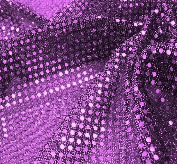 1 Yard Purple 3mm Confetti Dot Sequin Fabric Lightweight Costume Apparel Knit 41/42" Wide