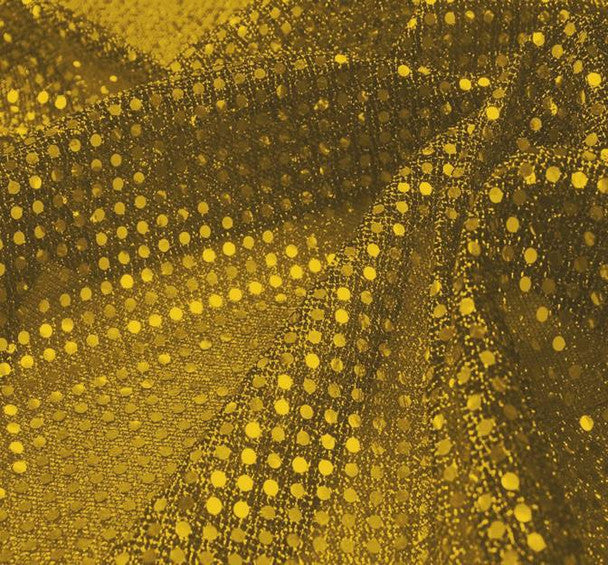 3?mm Baby Sequin Knit 1 Yard Fabric Solid Yellow 50/50 Polyester Nylon Sparkle Apparel & Costume Fabric