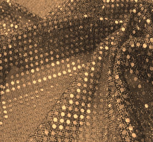 1 Yard Black Gold Confetti Dot Sequin Fabric Shiny Knit 42/43" Wide