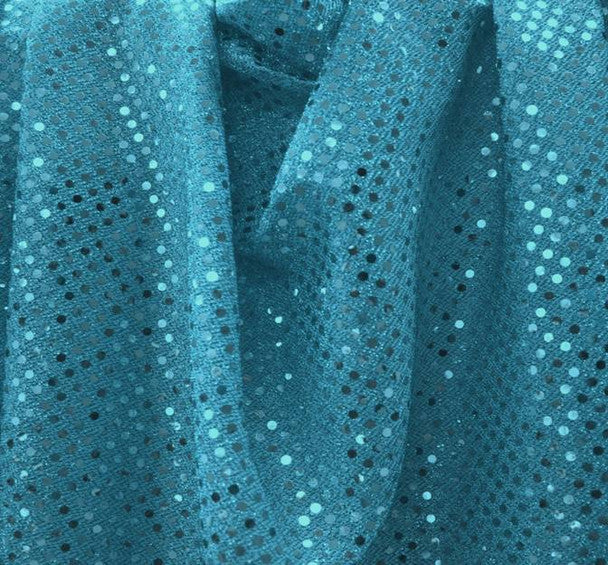 1 yard Turquoise 3 mm Confetti Dot Sequin Fabric on American Knit – 40/41″ Wide Lightweight Costume & Apparel Fabric