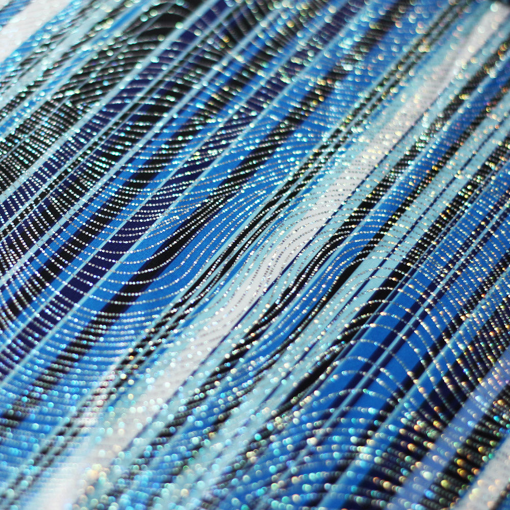 Zulu Stripes Poly Spandex Fabric - Red Multi, Blue Multi, Wide Horizontal Stripes, 58-60" Width (1 Yard)