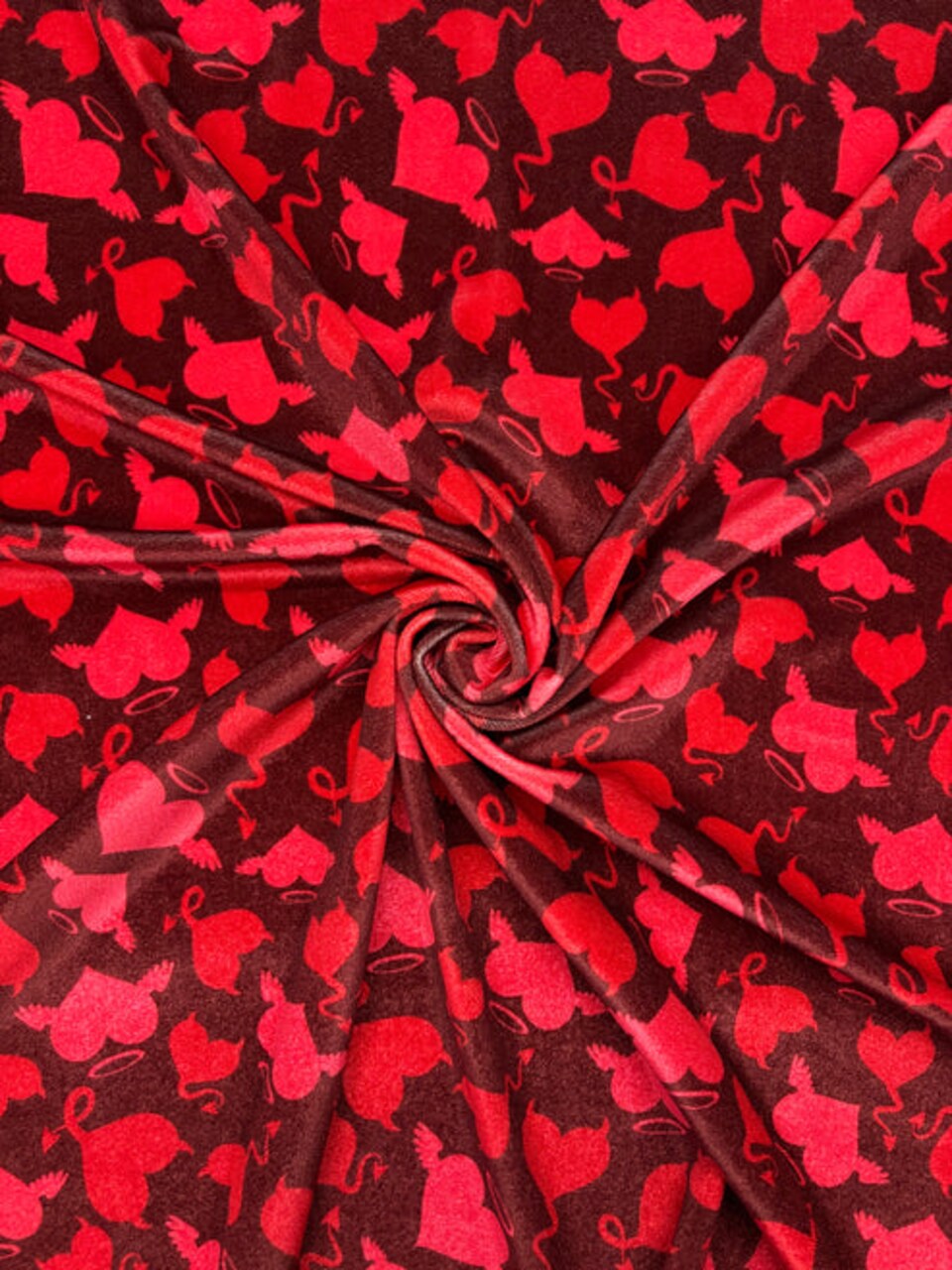 1 Yard Devil Heart Stretch Velvet Fabric Four Way Stretch for Dancewear, Costumes, and Performance Wear 58"/60" Width