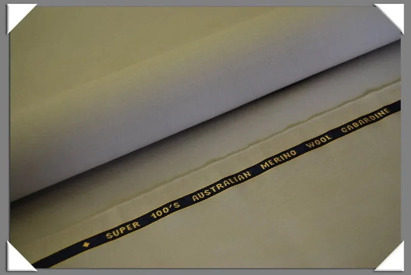 1 Yard Bone Super 100s Merino Wool Fabric, Tailoring Grade Suit Cloth 58/60 Inches Wide